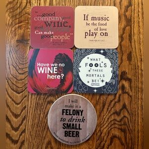 Shakespeare Quote Drink Coasters